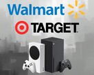 Los logotipos de Walmart y Target se muestran sobre las consolas Xbox (Fuente de la imagen: Walmart, Target, Xbox Wire con ediciones)