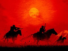 Silueta de los personajes de Red Dead Redemption 2 a caballo. (Fuente de la imagen: Rockstar)