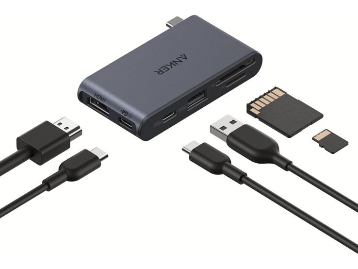El Anker Nano USB-C Hub (6 en 1, 5Gbps). (Fuente de la imagen: Anker)