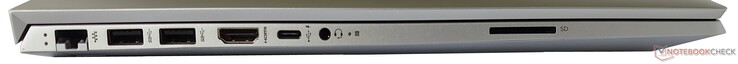 Lado izquierdo: Gigabit LAN, 2x USB 3.1 Gen1 Tipo A, HDMI, 1x USB 3.1 Gen1 Tipo C, toma de 3.5 mm, lector de tarjetas SD
