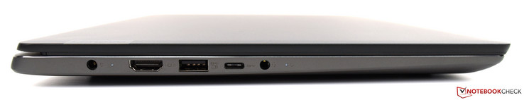 Izquierda: alimentación, HDMI, USB Tipo A 3.0, USB Tipo C 3.1 Gen1, toma combinada de audio