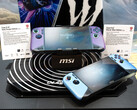Las nuevas versiones Glacier Blue y Void Purple de la actual Claw 8 AI+ de MSI expuestas en el CES 2026 de Las Vegas. (Fuente de la imagen: MSI)