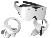Las gafas de realidad virtual Sharp Xrostella VR1 y los mandos se pueden utilizar con smartphones y PC. (Fuente de la imagen: Sharp)