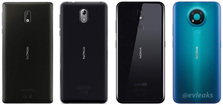 El Nokia 3.4 junto a sus predecesores. (Fuente de la imagen: Evan Blass)