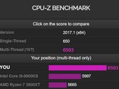 AMD Ryzen 7 5800X Zen 3 CPU-Z benchmark (Fuente: CPU-Z)