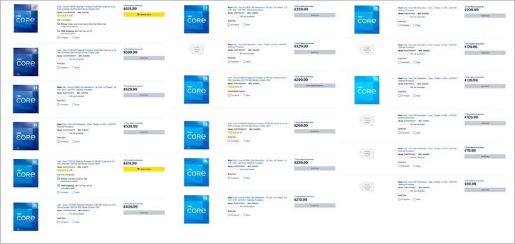 Precios filtrados del chip Alder Lake. (Fuente de imagen Best Buy vía @momomo_us)