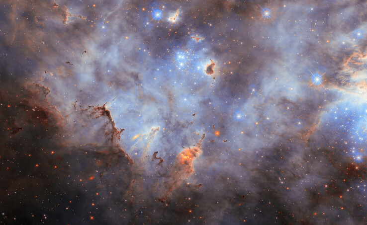 Imagen del N11 y captada por Webb (Fuente de la imagen: ESA/Hubble, NASA, C. Murray y J. Maíz Apellániz)