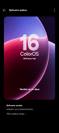 ColorOS 16 OTA en Reno 11 5G (Fuente de la imagen: Comunidad Oppo)