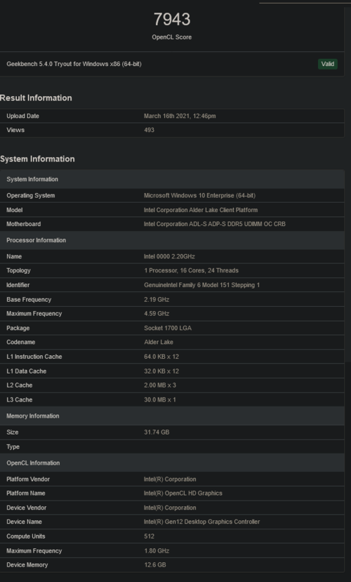 (Fuente de la imagen: Geekbench)