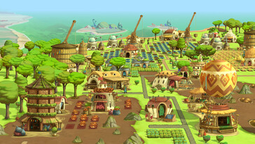 Una imagen que muestra edificios en The Wandering Village.