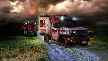 Toyota también mostró un vehículo ambulancia de la Cruz Roja basado en el IMV 0. (Fuente de la imagen: Toyota)