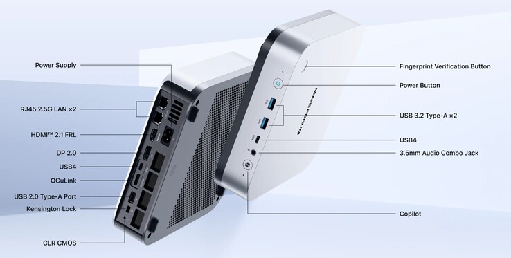 Las interfaces externas del Minisforum AI X1 Pro-470 (Fuente: Minisforum)