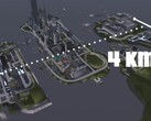 Una vista aérea del mapa 4KM de Liberty City de GTA III con tres islas