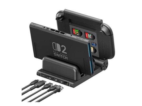 La nueva base de Jsaux permite cargar cuatro Joy-Cons a la vez.