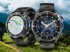 El smartwatch Rogbid GeoX1 (en la imagen aparecen dos relojes de este tipo mostrando cosas diferentes) tiene una pantalla AMOLED de 1,43 pulgadas. (Fuente de la imagen: Rogbid)