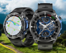 El smartwatch Rogbid GeoX1 (en la imagen aparecen dos relojes de este tipo mostrando cosas diferentes) tiene una pantalla AMOLED de 1,43 pulgadas. (Fuente de la imagen: Rogbid)
