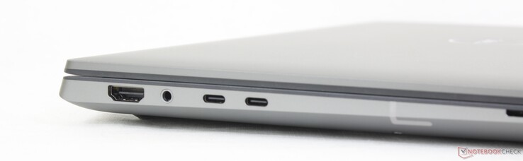Izquierda: HDMI 2.0, auriculares de 3,5 mm, 2x Thunderbolt 4 con DisplayPort + Power Delivery, lector de SmartCard (opcional)