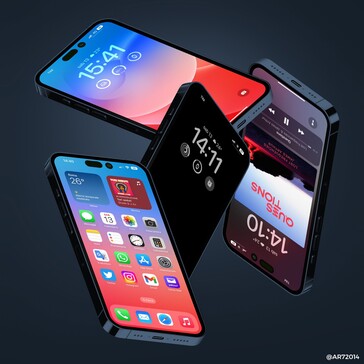 Apple render del concepto del iPhone 14 Pro/iOS 16. (Fuente de la imagen: @AR72014)