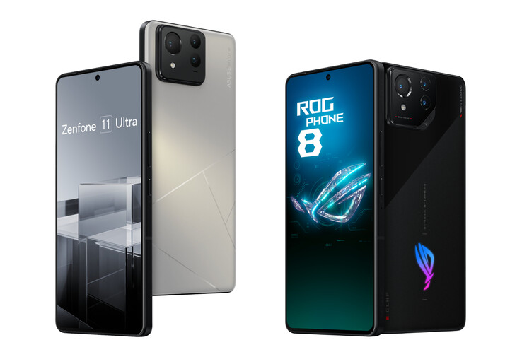 El Zenfone 11 Ultra junto al ROG Phone 8. (Fuente de la imagen: ASUS &amp; @evleaks - editado)