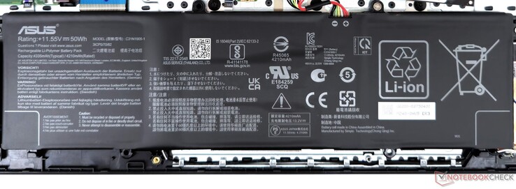 La batería de 50 WHr del VivoBook 15X ofrece muy buena autonomía
