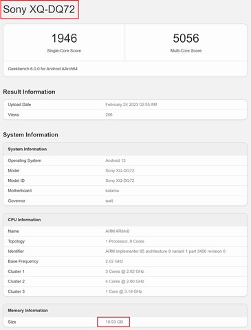 Probable Xperia 5 V. (Fuente de la imagen: Geekbench)