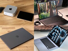 Collage de Apple Configuraciones de Mac mini, MacBook Air y MacBook Pro que podrían parecerse a la próxima línea M5 (Fuente de la imagen: Notebookcheck)