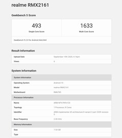 El Realme Narzo 20 Pro de Helio G95 en Geekbench