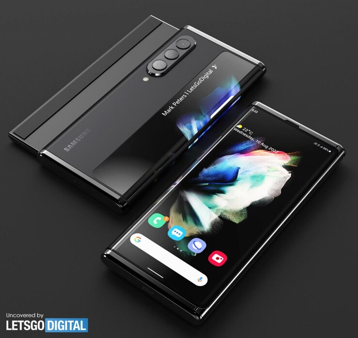 Algunos nuevos esquemas y renders basados en lo que podría ser una patente de Galaxy Z Slide. (Fuente: Technizo Concept x LetsGoDigital)