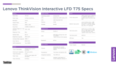Lenovo ThinkVision T75 - Especificaciones. (Fuente de la imagen: Lenovo)