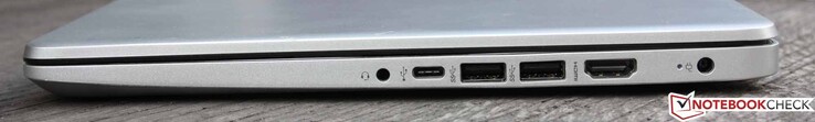 Combo de audio, 3 x USB 3.0, una vez como Tipo C, dos veces como Tipo A, HDMI 1.4b, enchufe hueco (conector de alimentación)