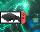 Se rumorea que la Super Switch, que rivaliza con la potencia de PS4, podría lanzarse junto a Breath of the Wild 2. (Fuente de la imagen: Nintendo/Sony - editado)