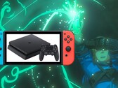 Se rumorea que la Super Switch, que rivaliza con la potencia de PS4, podría lanzarse junto a Breath of the Wild 2. (Fuente de la imagen: Nintendo/Sony - editado)