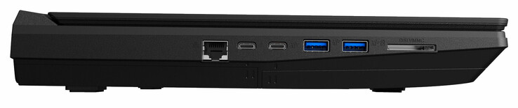Lado izquierdo: Gigabit Ethernet, Thunderbolt 3, USB 3.1 Gen 2 Type-C, 2x USB 3.1 Gen 1 Type-A, lector de tarjetas