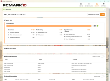 PCMark10 con el adaptador de corriente enchufado