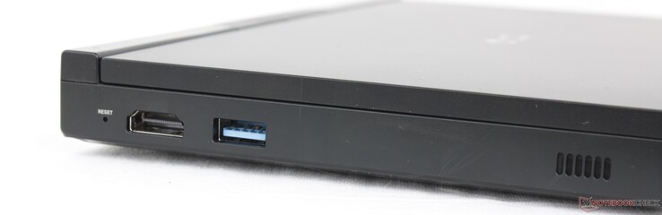 Izquierda: Botón de reinicio, HDMI 2.1, USB-A 3.2 Gen. 2 (10 Gbps)