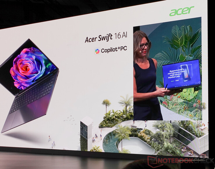 Acer Swift 16 AI con chips Intel Panther Lake saldrá el año que viene. (Fuente de la imagen: Notebookcheck)