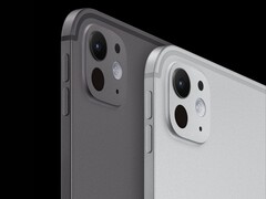 Apple iPad Pro M5 en negro espacial y plateado, mostrando su delgado cuerpo y su única cámara trasera. (Fuente de la imagen: Apple)