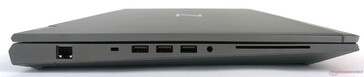 Izquierda: 1x LAN (RJ-45), 3x USB 3.1 Gen 1 (1x con función de carga), 1x combo de auriculares/micrófono