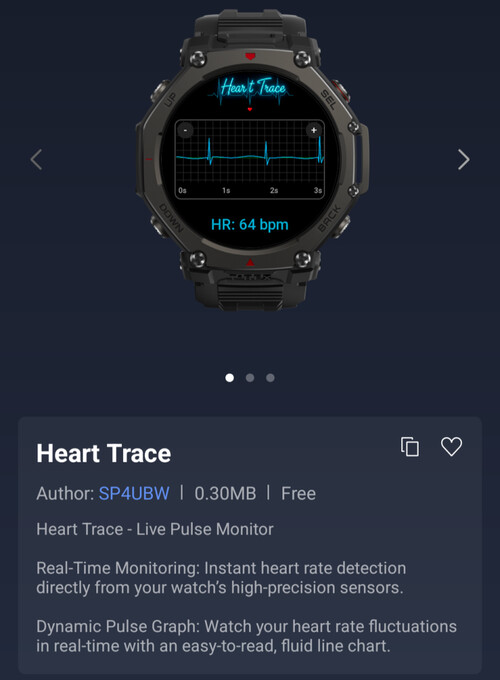 La aplicación Heart Trace para smartwatches Amazfit