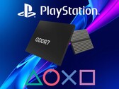 Se muestra el logotipo de PlayStation con la memoria GDDR7 (Fuente de la imagen: Sony PlayStation, Memphis Electronic GmbH con ediciones)