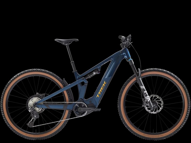 La Trek Powerfly+ FS 8 Gen 4 en color azul salvia