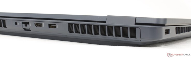 Parte trasera: adaptador de CA, RJ-45 (1 Gbps), HDMI 2.1, USB-A (10 Gbitps)