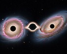 Una imagen ilustrativa que muestra las dos galaxias que comparten 3 agujeros negros (Fuente de la imagen: imagen generada por IA; editada)