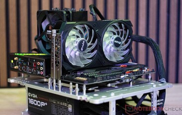 El KFA2 GeForce RTX 4060 Ti EX 16 GB durante las mediciones de emisión de ruido