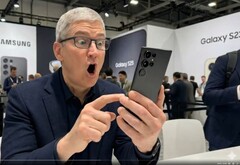 Un deepfake viral muestra a Tim Cook como fan del Samsung Galaxy S25 Ultra. (Fuente de la imagen: X, Noah Cat, @Cartidise, captura de pantalla).