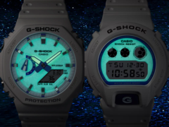 La serie Casio G-Shock Hidden Glow adopta un enfoque brillante con una estética en blanco y azul junto a las esferas con lume. En la imagen, de derecha a izquierda - Casio DW-6900HDS-7A1, y el Casio GA2100HDS-7A. (Fuente de la imagen: Casio)