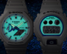 La serie Casio G-Shock Hidden Glow adopta un enfoque brillante con una estética en blanco y azul junto a las esferas con lume. En la imagen, de derecha a izquierda - Casio DW-6900HDS-7A1, y el Casio GA2100HDS-7A. (Fuente de la imagen: Casio)
