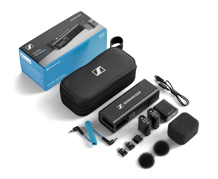 El Profile Wireless y todo lo que viene en la caja con él. (Fuente: Sennheiser)