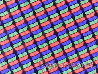 Nítida matriz de subpíxeles RGB de un panel brillante