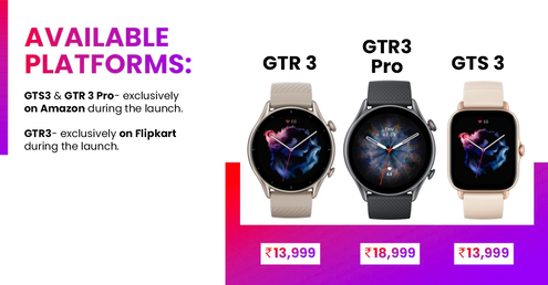 Amazfit GTR 3, GTR 3 Pro y GTS 3 ya están disponibles en la India. (Fuente de la imagen: Amazfit)